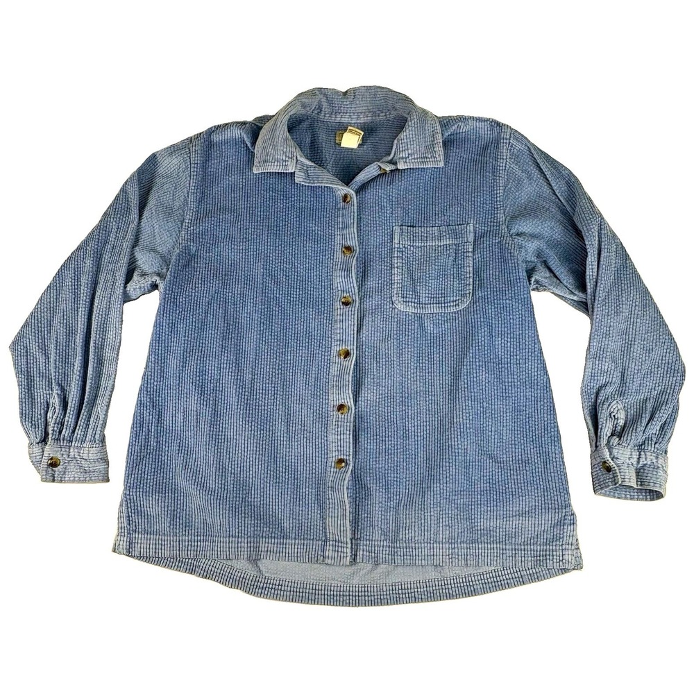 Vintage L.L.Bean Women's Large Corduroy ButtonUp Shirt Light Blue Chambray Wash
